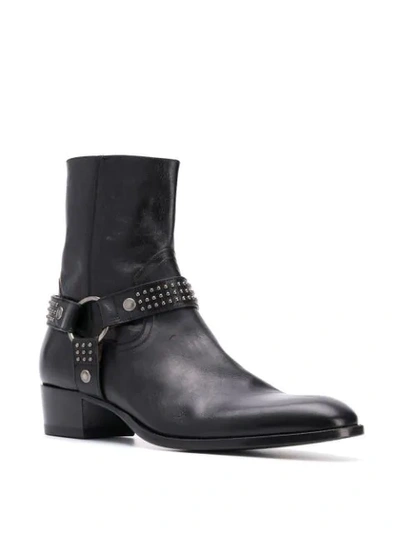 Shop Saint Laurent Wyatt Leather 40mm Ankle Boots In Black