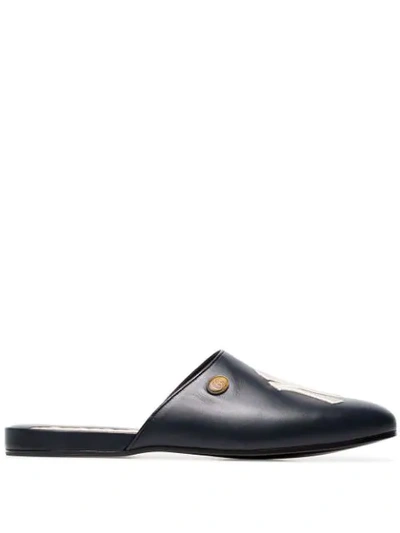 Shop Gucci Leather Loafer With Ny Yankees™ Patch In Black