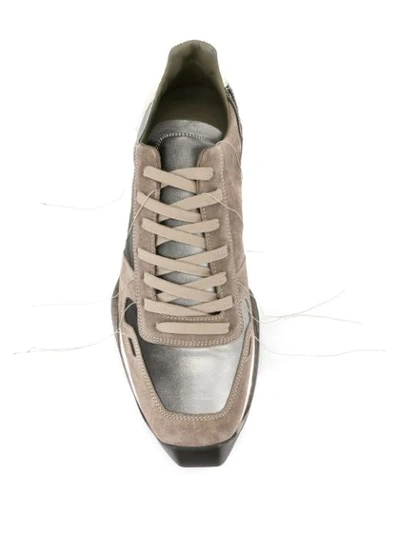 Shop Rick Owens Gradient Panel Sneakers In Grey