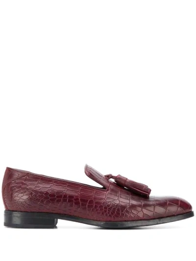 Shop Jimmy Choo Foxley Crocodile-effect Loafers In Red