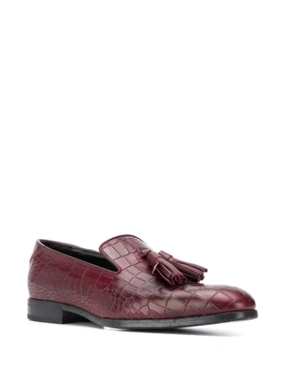 Shop Jimmy Choo Foxley Crocodile-effect Loafers In Red