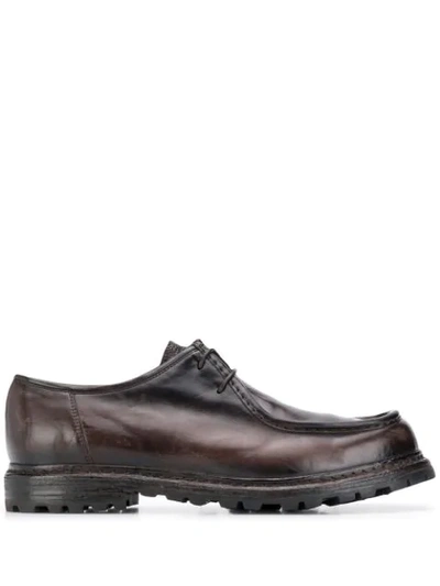 Shop Officine Creative Distressed Derby Shoes In Brown