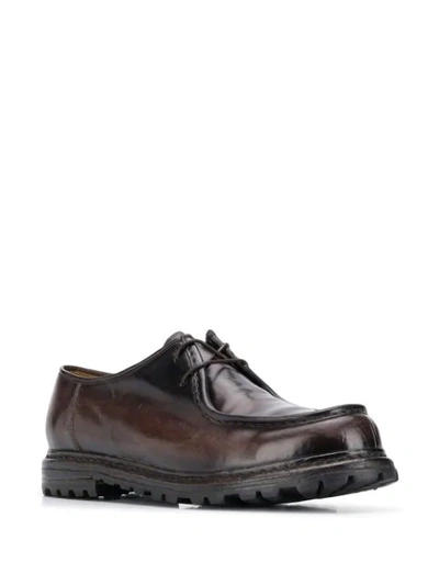 OFFICINE CREATIVE DISTRESSED DERBY SHOES - 棕色