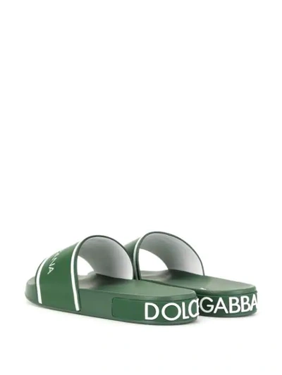 Shop Dolce & Gabbana Pantoletten Mit Logo-prägung In Green