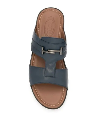 Shop Tod's Logo Open-toe Sandals In Blue