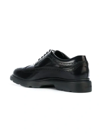 Shop Hogan Punch Hole Detailed Derby Shoes In Black