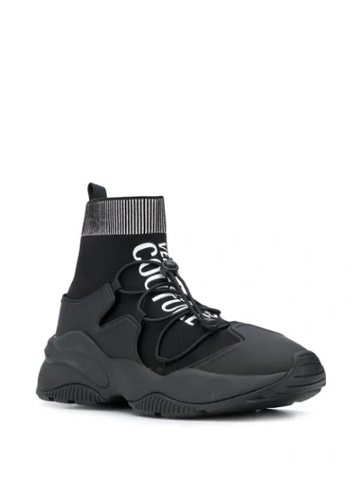 Shop Versace Jeans Couture Ankle Sock Sneakers In Black