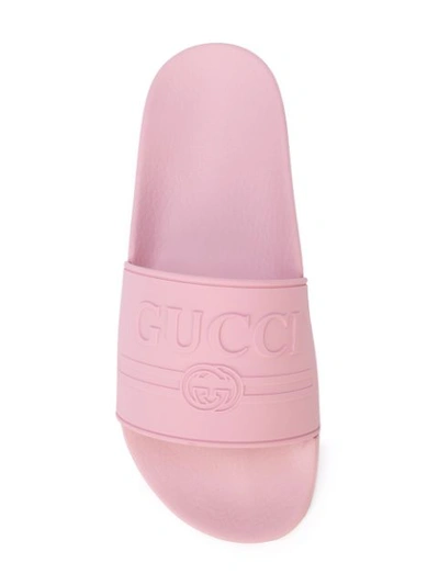 Shop Gucci Logo Slides In Pink