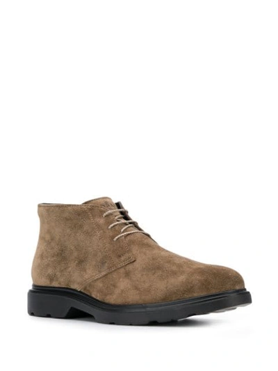 Shop Hogan Classic Lace-up Boots In Brown