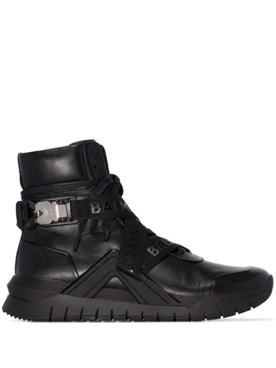 Shop Balmain B-troop High-top Sneakers In Black