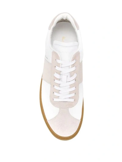 Shop Paul Smith Panelled Low Top Sneakers In 01 White