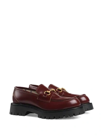 Shop Gucci Loafers With Horsebit And Lug Sole In Red