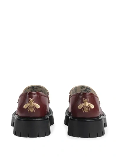 Shop Gucci Loafers With Horsebit And Lug Sole In Red