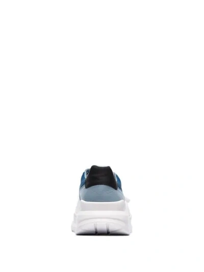 Shop Burberry Regis Low Top Leather Sneakers In Blue