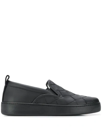 BOTTEGA VENETA QUILTED SLIP-ON SNEAKERS - 黑色