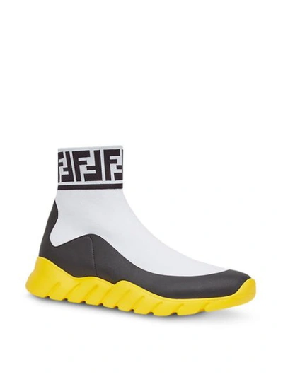 Shop Fendi Ff Logo Sock Sneakers In White