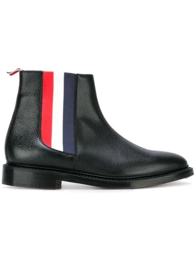 Shop Thom Browne Striped Detail Chelsea Boots In Black