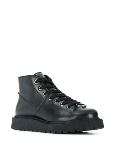 Shop Neil Barrett Pierced Hiking Boots In Black