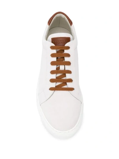 Shop Brunello Cucinelli Contrast Lace-up Sneakers In White