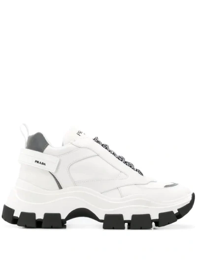 Shop Prada Pegasus Chunky Sole Trainers In White