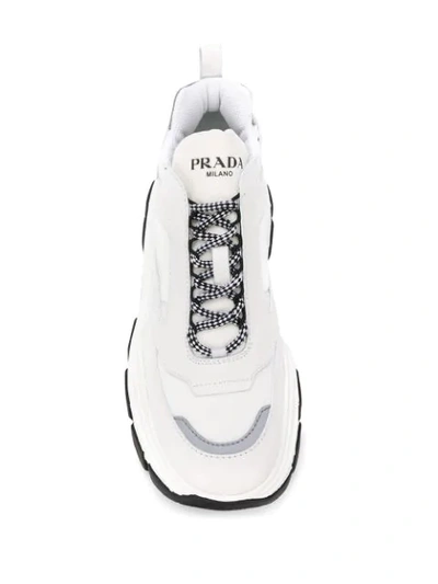 Shop Prada Pegasus Chunky Sole Trainers In White