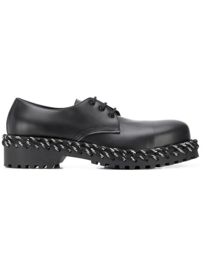 Shop Balenciaga Lace Detail Oxford Shoes In Black