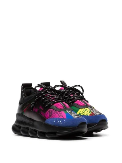Shop Versace Black And Multicoloured Chain Reaction Sneakers In Dna2 Multicolor