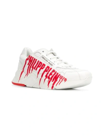 Shop Philipp Plein Logo Print Sneakers - White