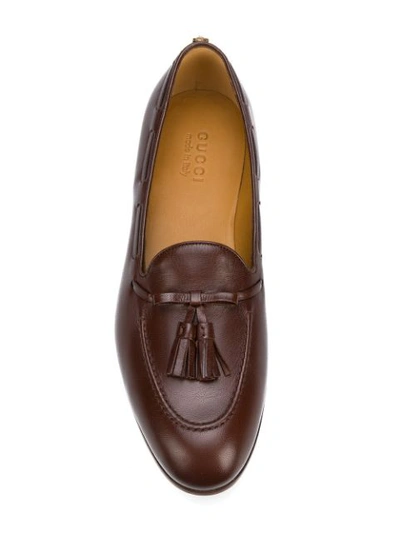 Shop Gucci Tassel Loafers In Brown