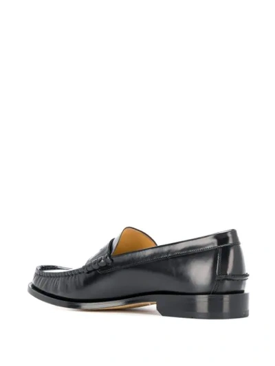 Shop Versace Hearts Logo Loafers In Black