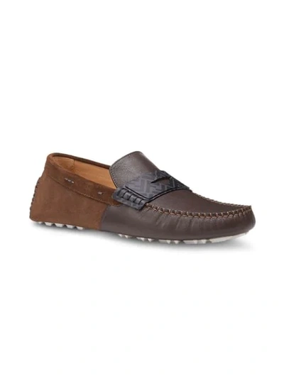 Shop Fendi Driving Loafers In Brown