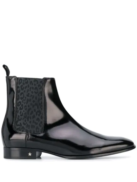 black boots with leopard print