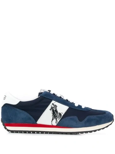 Shop Polo Ralph Lauren Logo Panelled Sneaker In Blue