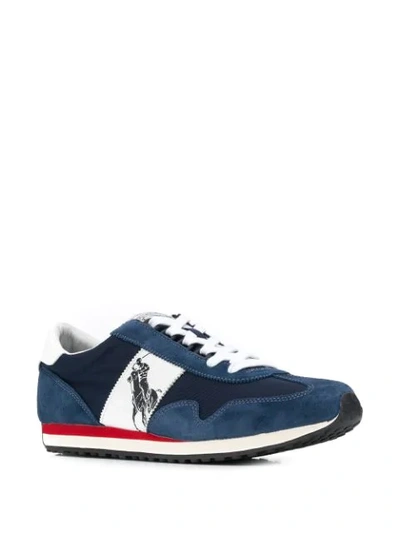 Shop Polo Ralph Lauren Logo Panelled Sneaker In Blue