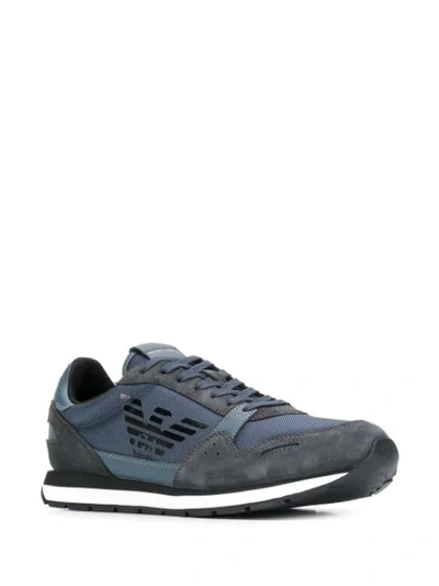 Shop Emporio Armani Panelled Sneakers In Grey