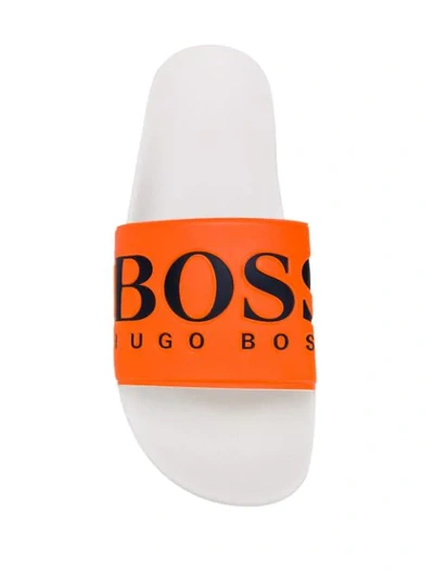 Shop Hugo Boss Branded Slides In White