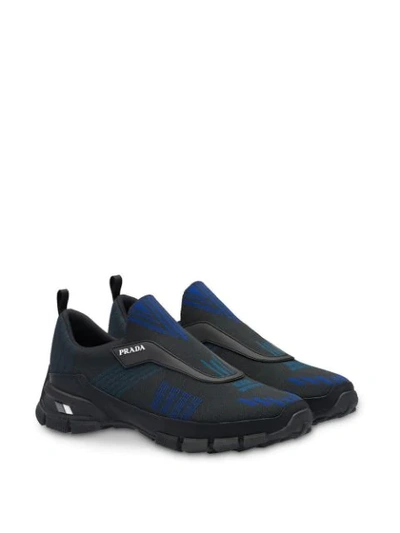 Shop Prada Ribbed Slip-on Sneakers - Black