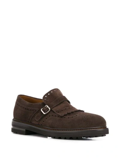 Shop Henderson Baracco Fringed Detail Monk Shoes In Brown