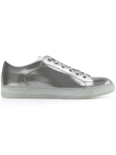 Shop Lanvin Reflective Lambskin Sneakers In Grey