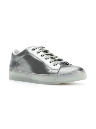 Shop Lanvin Reflective Lambskin Sneakers In Grey