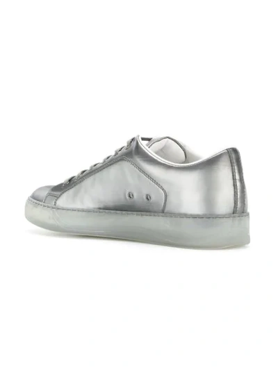 Shop Lanvin Reflective Lambskin Sneakers In Grey