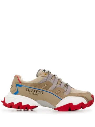 Shop Valentino Garavani Climber Sneakers In Brown