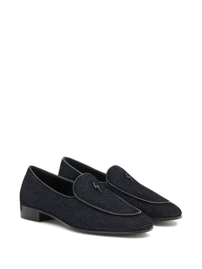 Shop Giuseppe Zanotti G-flash Velvet Loafers In Black