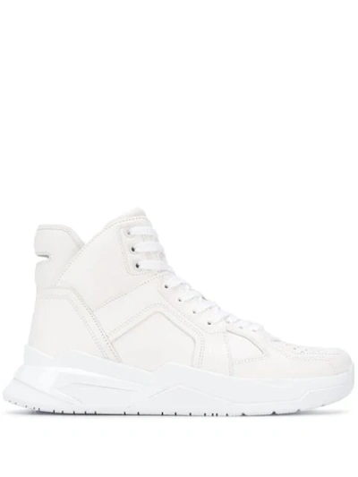 Shop Balmain High-top Lace-up Sneakers In White