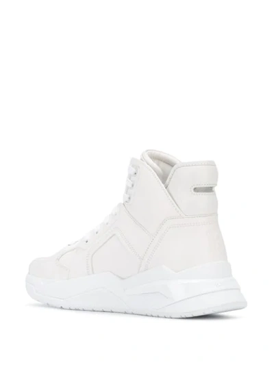 Shop Balmain High-top Lace-up Sneakers In White