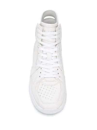 Shop Balmain High-top Lace-up Sneakers In White