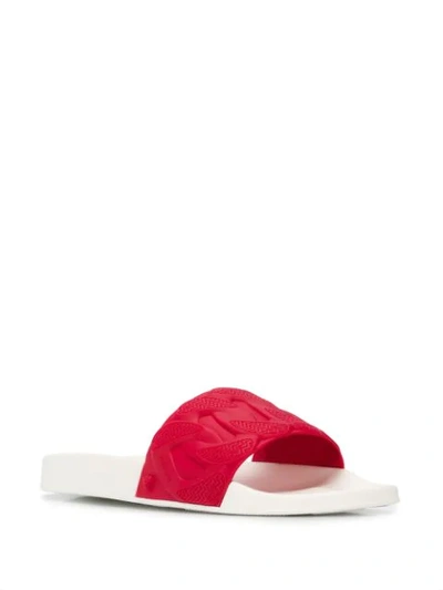 Shop Versace Textured Flip Flops In Red