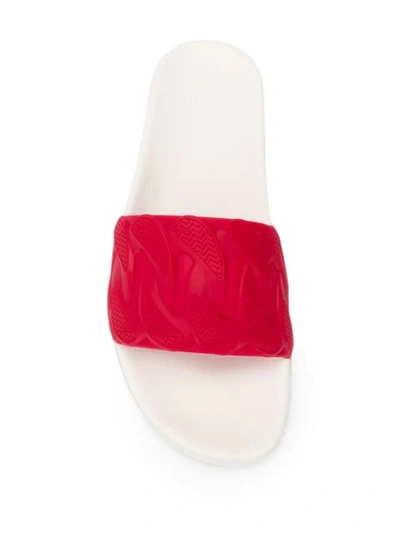 Shop Versace Textured Flip Flops In Red