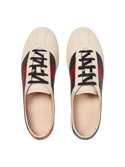 Shop Gucci Falacer Sneaker With Web In Neutrals