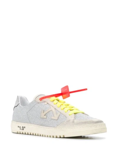 Shop Off-white Glitter Finish Low 2.0 Sneakers In Silver